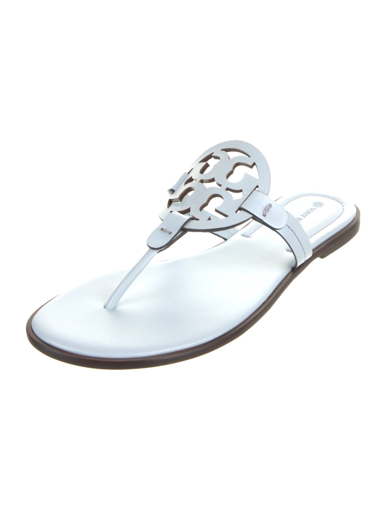 Tory Burch Leather Lasercut Accents Flip Flops
