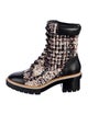 Tory Burch Tweed Tweed Pattern Combat Boots