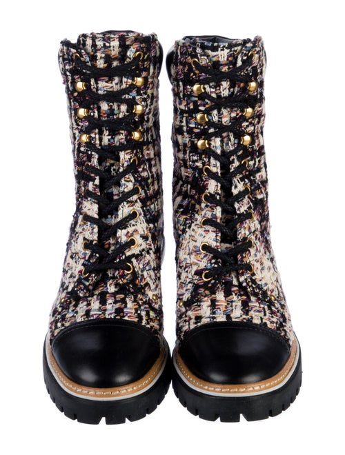 Tory Burch Tweed Tweed Pattern Combat Boots