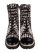 Tory Burch Tweed Tweed Pattern Combat Boots