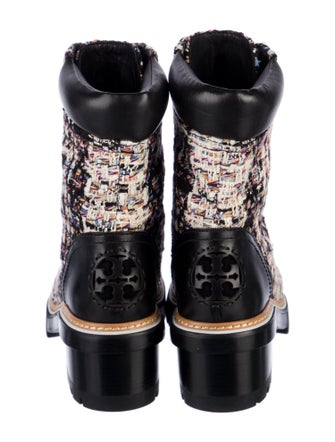 Tory Burch Tweed Tweed Pattern Combat Boots