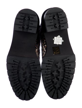 Tory Burch Tweed Tweed Pattern Combat Boots