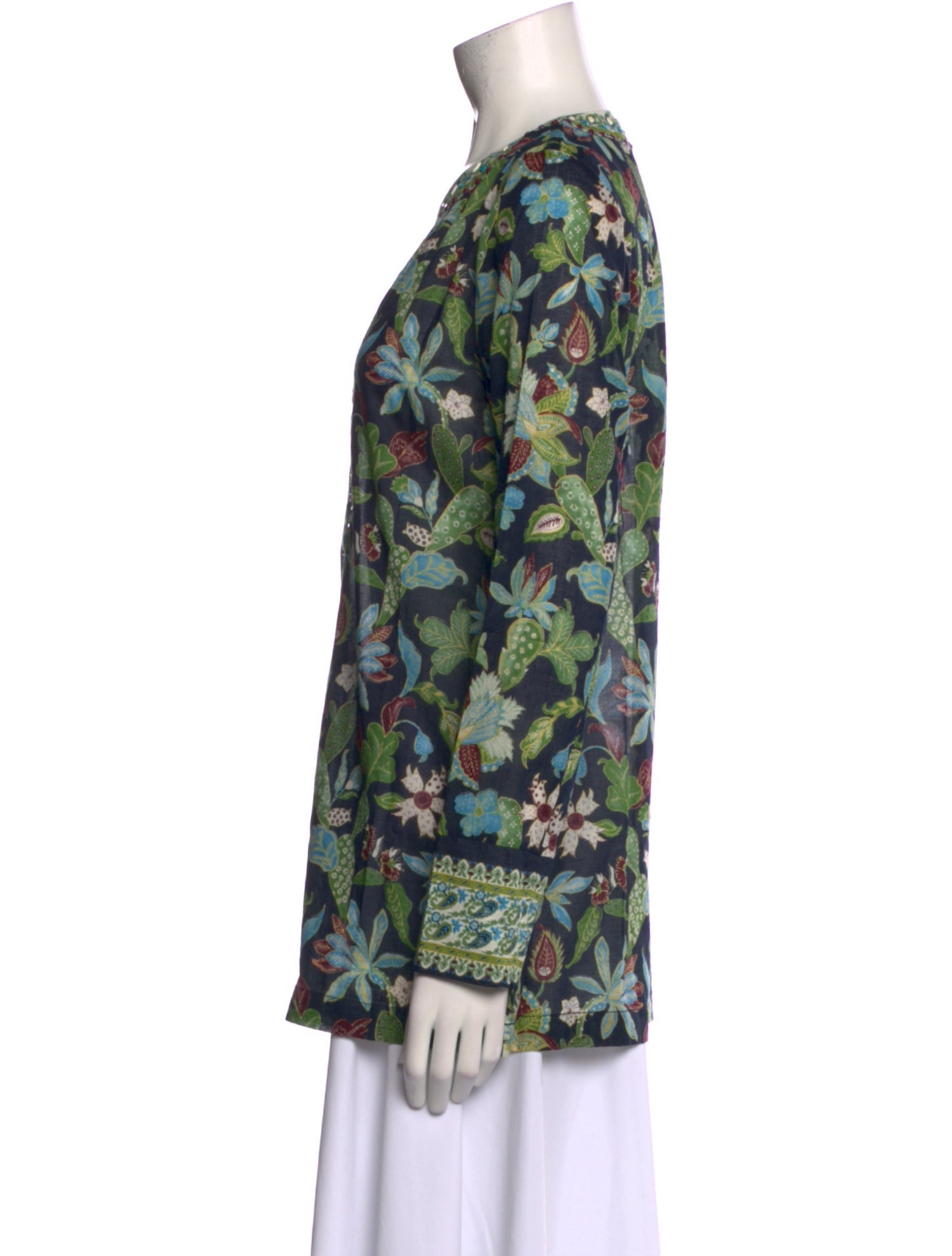 Tory Burch Floral Print V-Neck Blouse