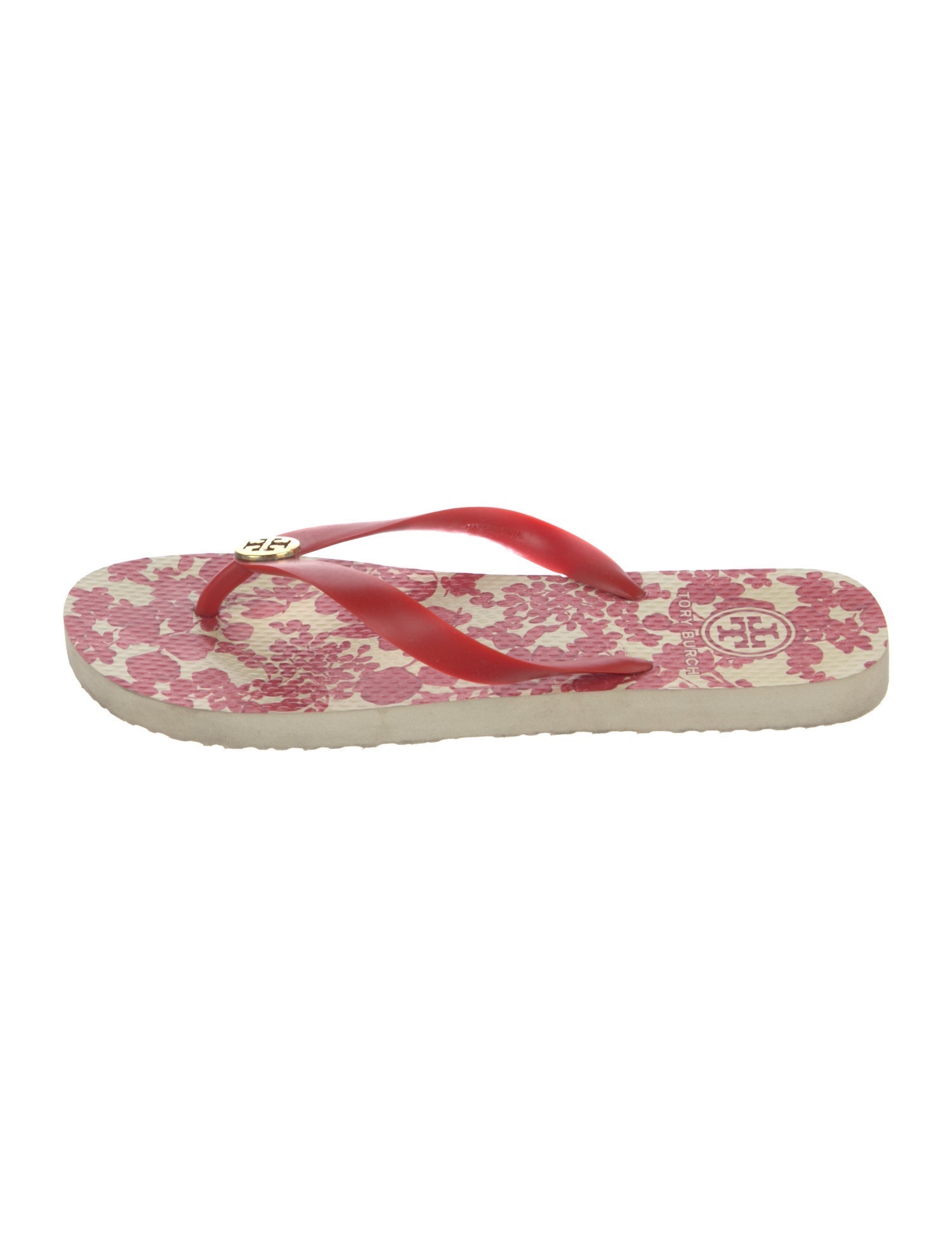 Tory Burch Rubber Floral Print Flip Flops