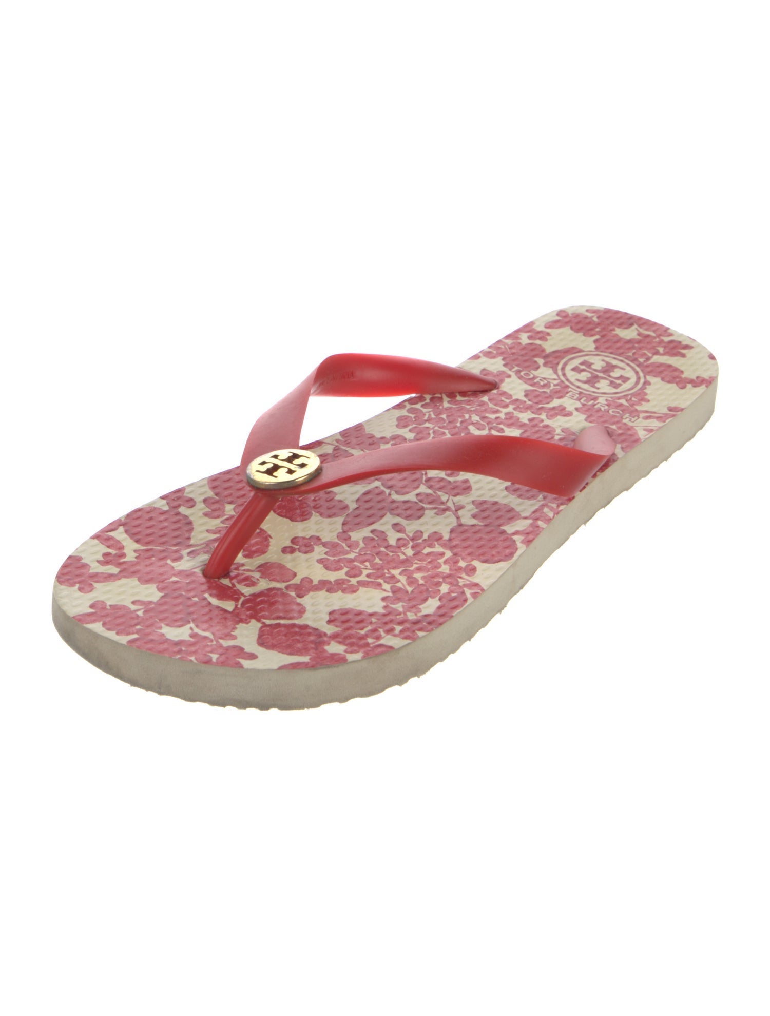 Tory Burch Rubber Floral Print Flip Flops