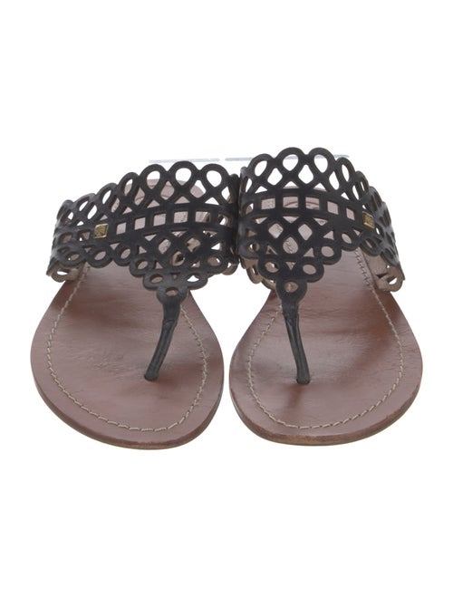 Tory Burch Patent Leather Lasercut Accents Flip Flops