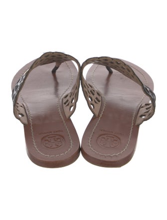 Tory Burch Patent Leather Lasercut Accents Flip Flops