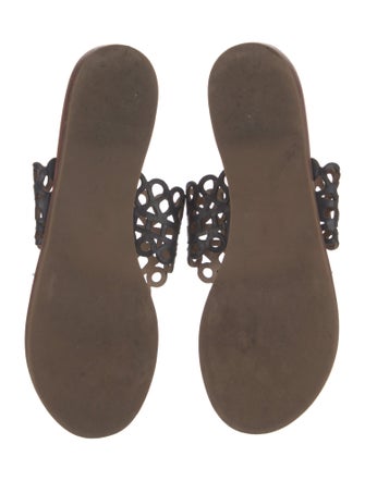 Tory Burch Patent Leather Lasercut Accents Flip Flops
