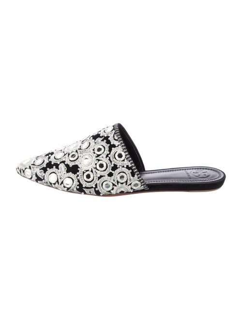 Tory Burch Suede Floral Print Mules