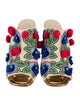 Tory Burch Leather Floral Print Slides