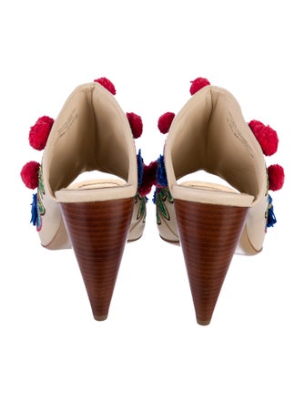 Tory Burch Leather Floral Print Slides