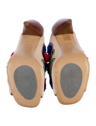 Tory Burch Leather Floral Print Slides