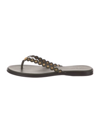 Tory Burch Leather Studded Accents Flip Flops
