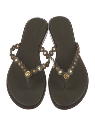 Tory Burch Leather Studded Accents Flip Flops