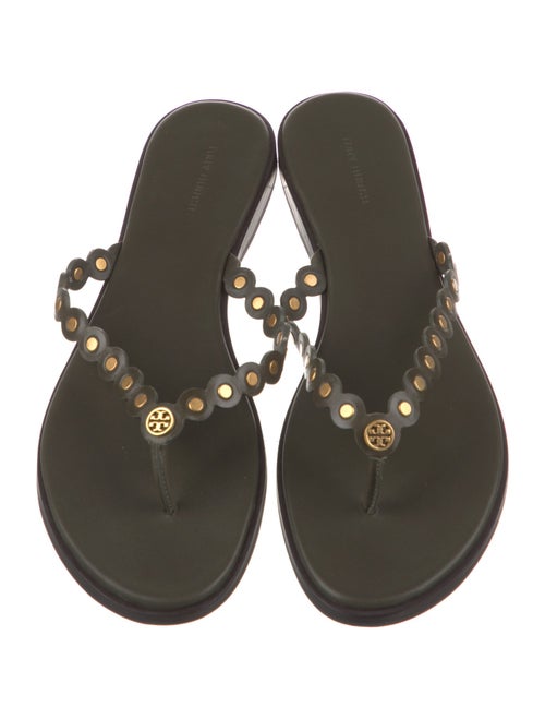 Tory Burch Leather Studded Accents Flip Flops