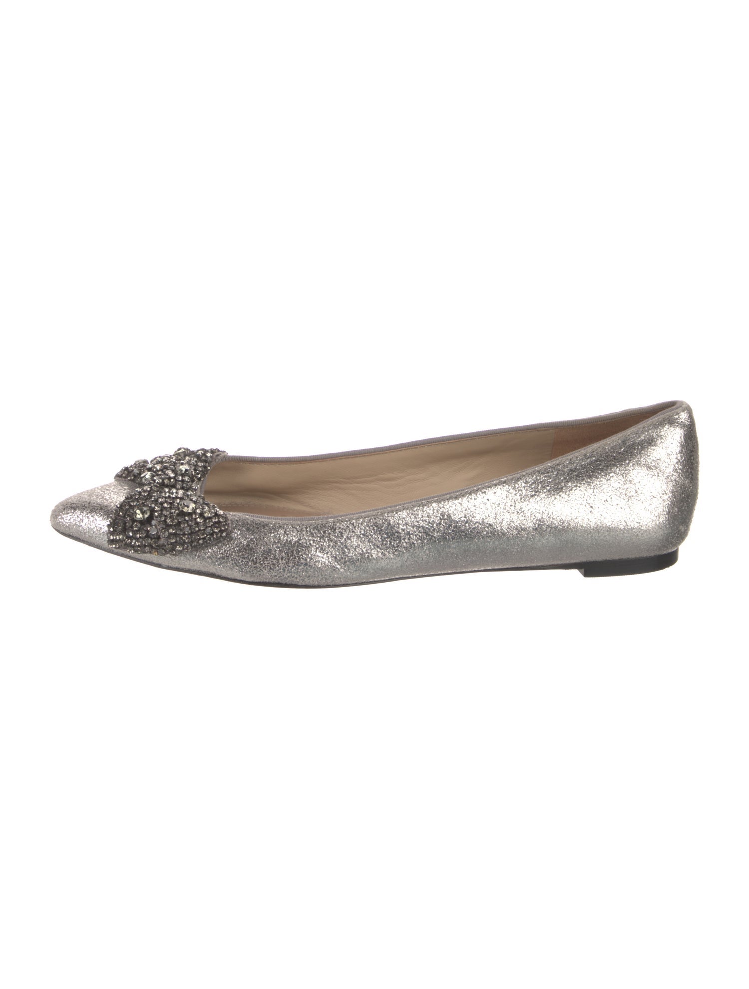 Tory Burch Leather Crystal Embellishments Flats