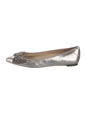 Tory Burch Leather Crystal Embellishments Flats