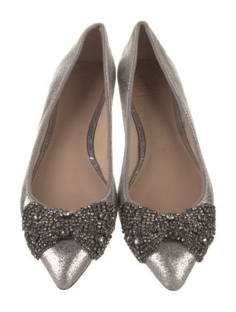 Tory Burch Leather Crystal Embellishments Flats