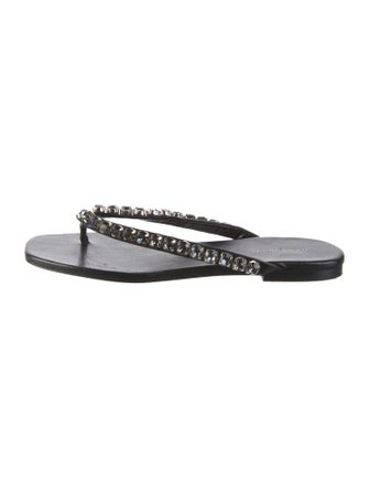 Tory Burch Leather Crystal Embellishments Slides