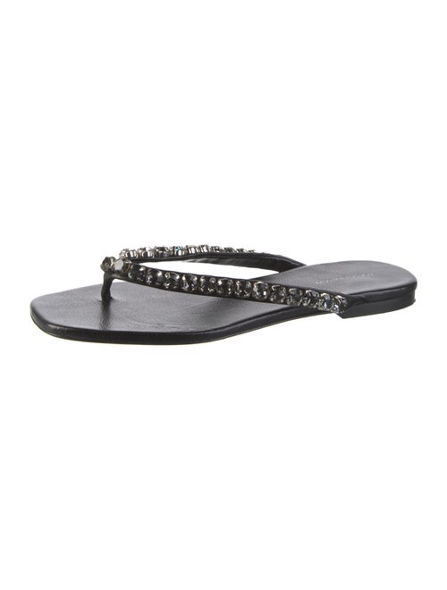 Tory Burch Leather Crystal Embellishments Slides