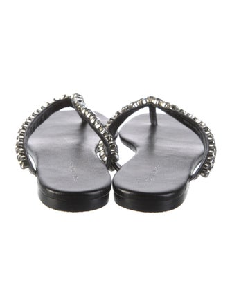 Tory Burch Leather Crystal Embellishments Slides