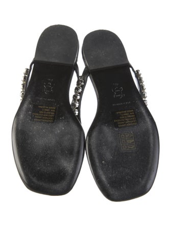 Tory Burch Leather Crystal Embellishments Slides