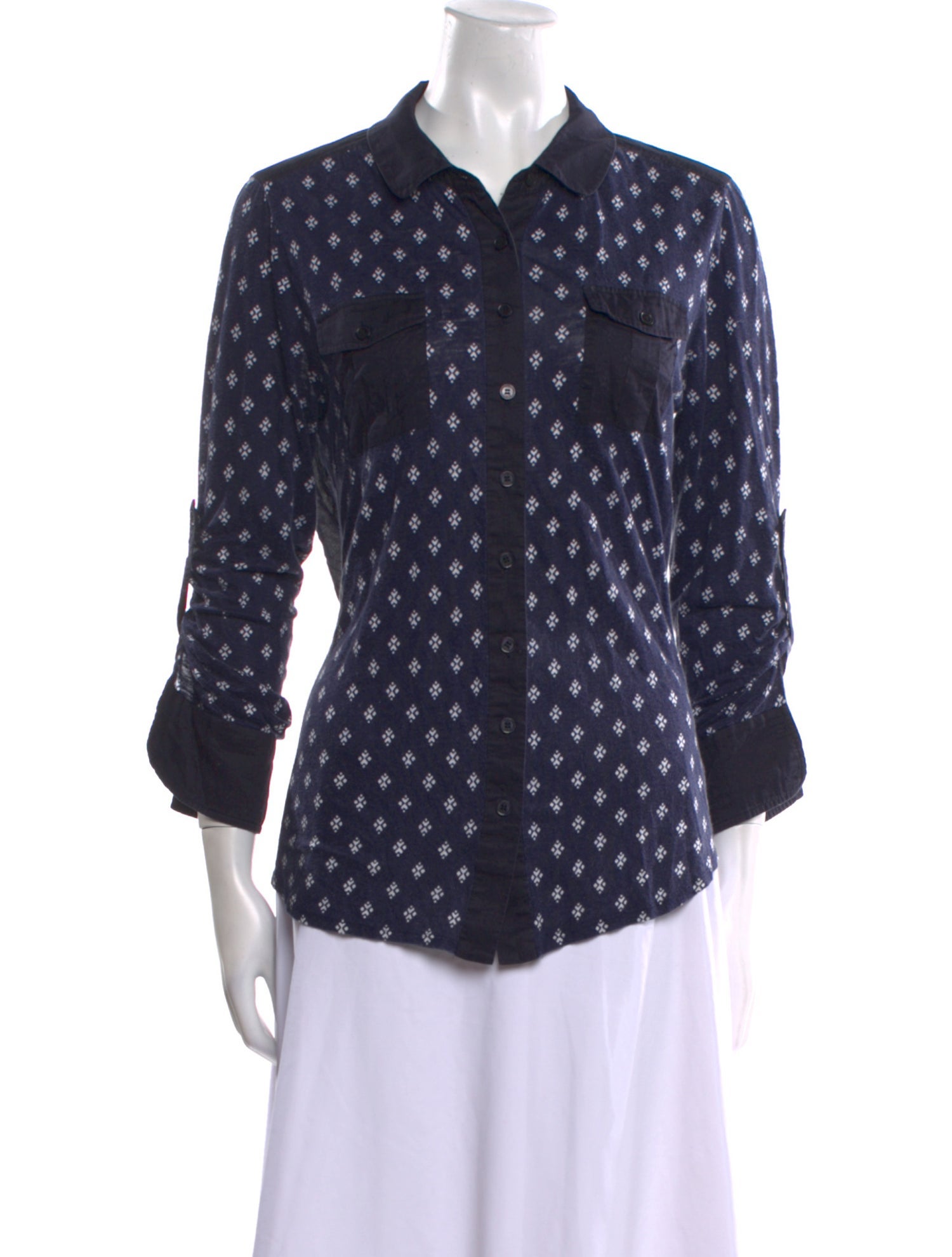 Tory Burch Linen Printed Button-Up Top