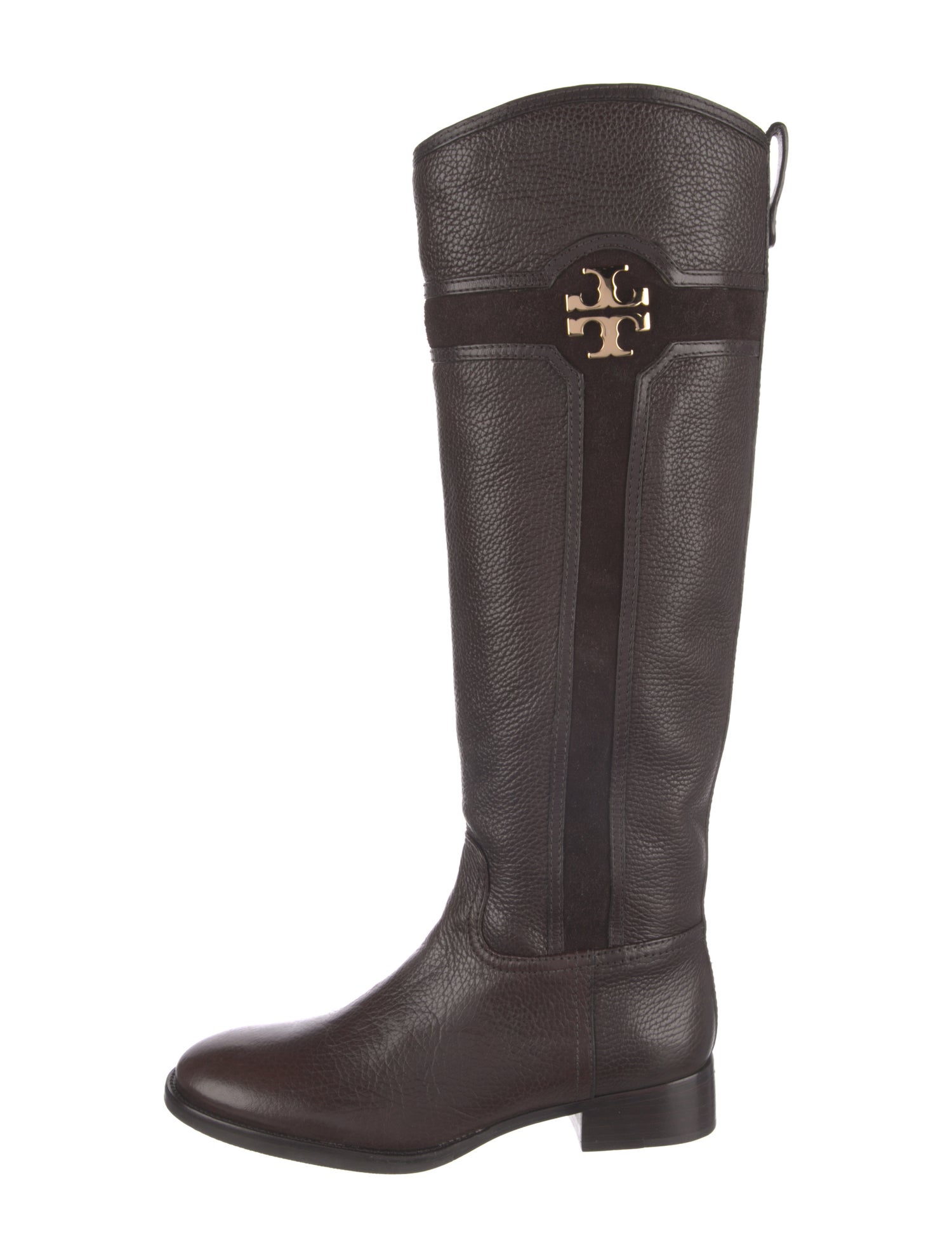 Tory Burch Signature Logo Leather Riding Boots