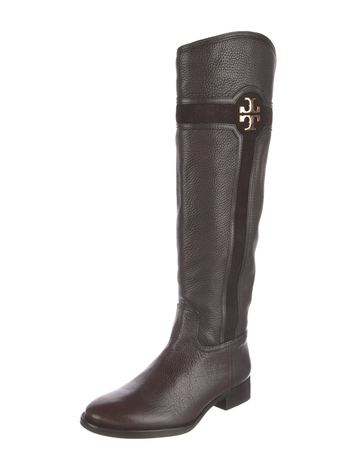 Tory Burch Signature Logo Leather Riding Boots