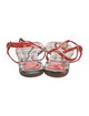 Tory Burch Patent Leather Striped T-Strap Sandals