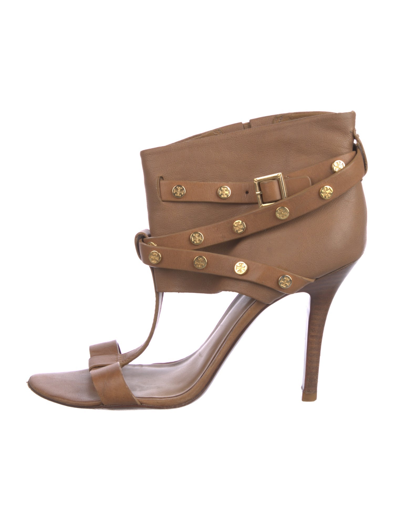 Tory Burch Leather Studded Accents T-Strap Sandals