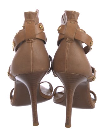 Tory Burch Leather Studded Accents T-Strap Sandals