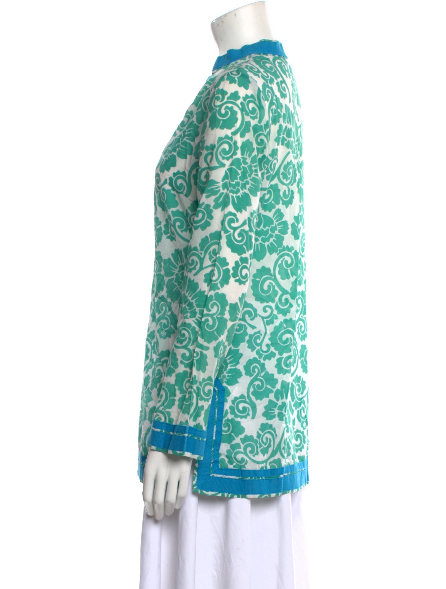 Tory Burch Printed Plunge Neckline Tunic