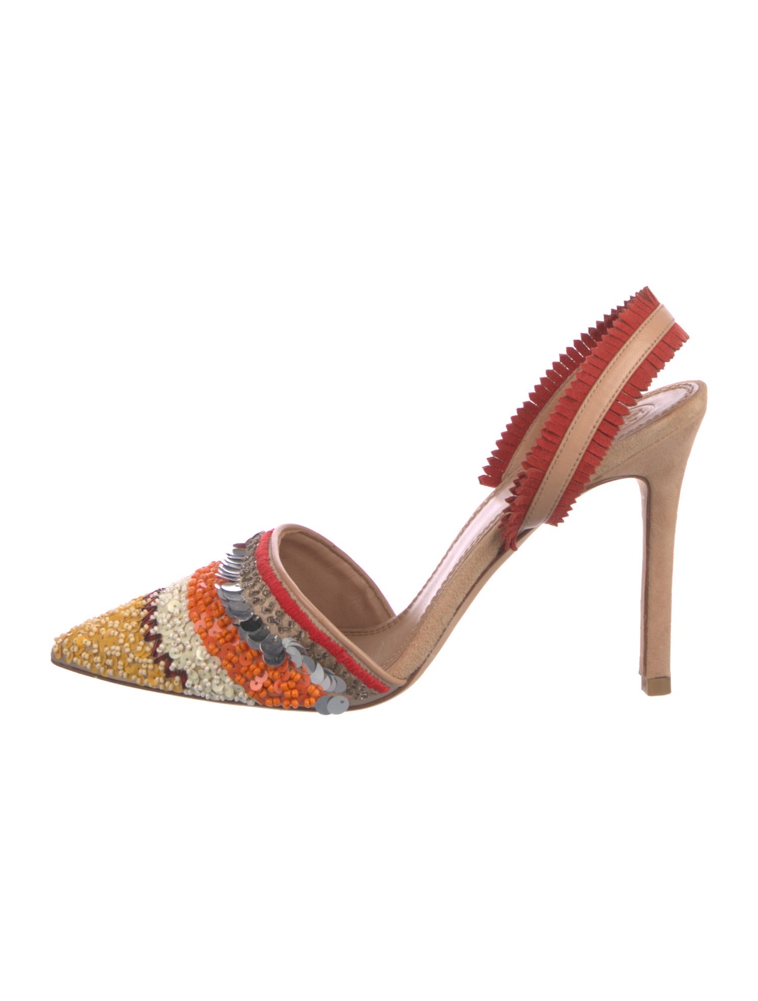 Tory Burch Suede Printed Slingback Pumps