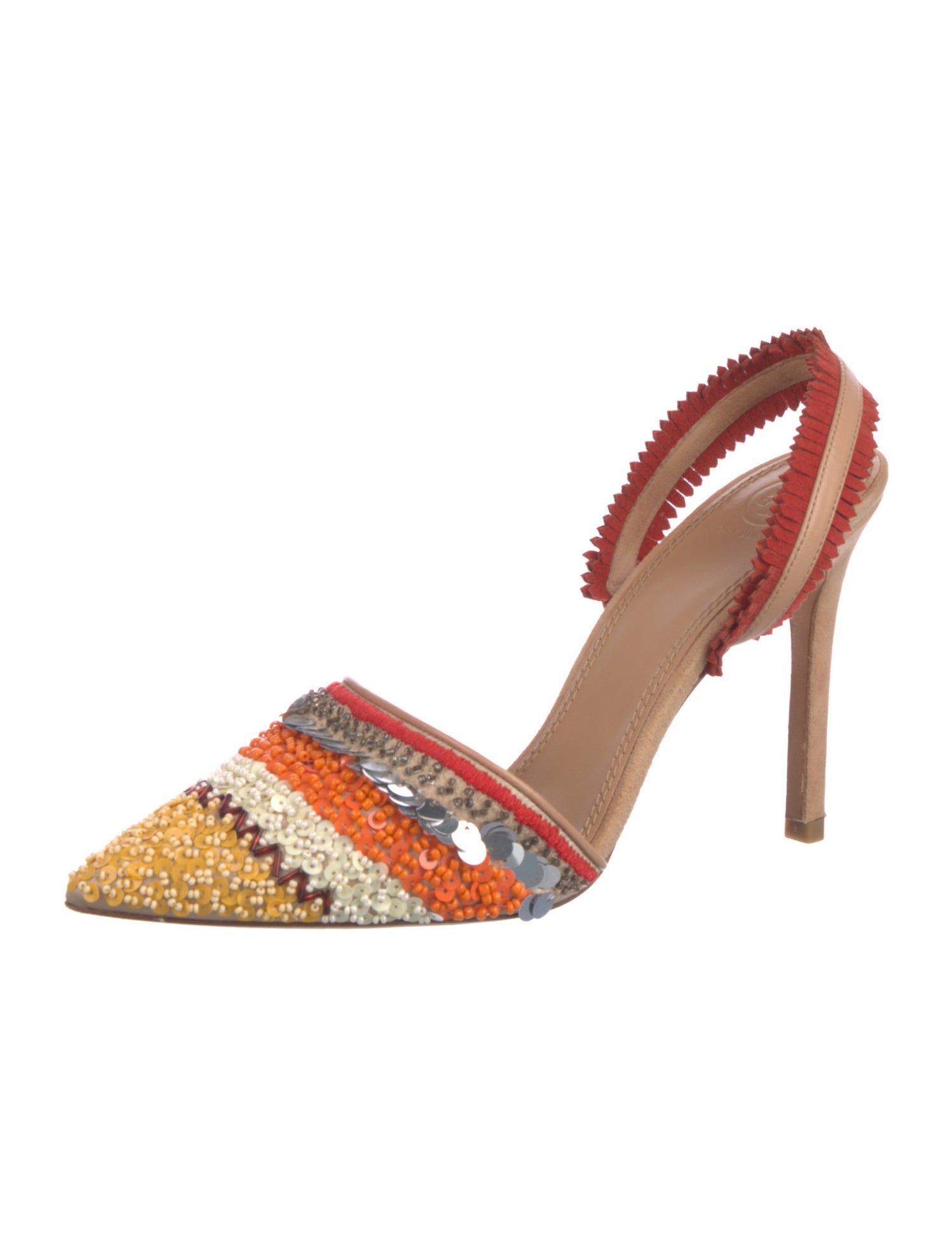 Tory Burch Suede Printed Slingback Pumps