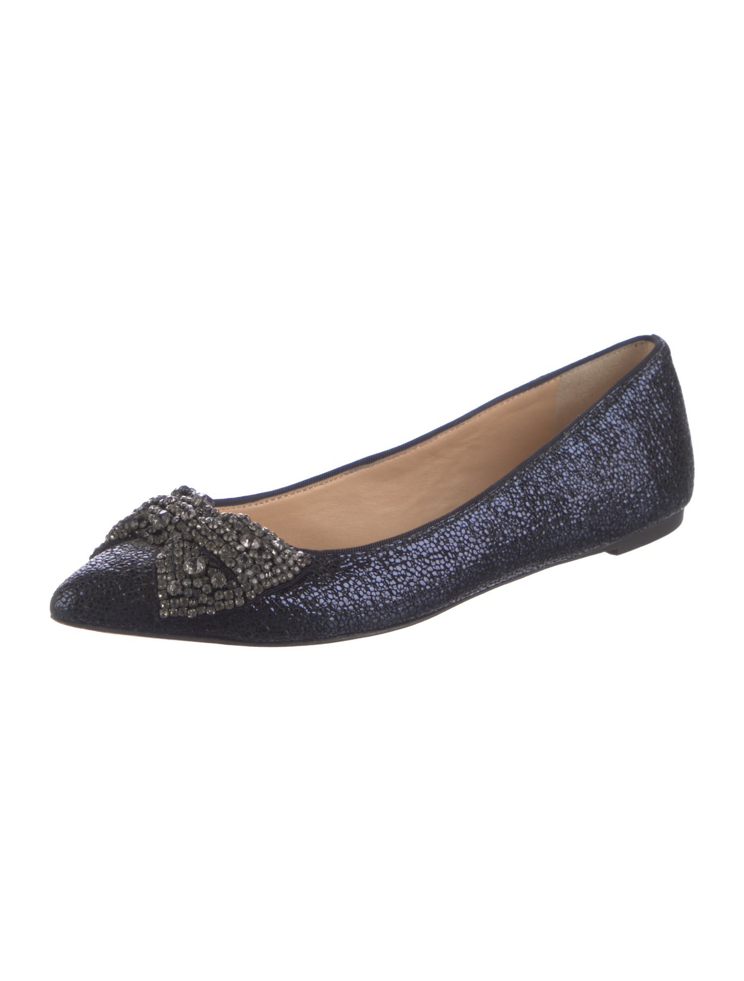 Tory Burch Leather Crystal Embellishments Ballet Flats