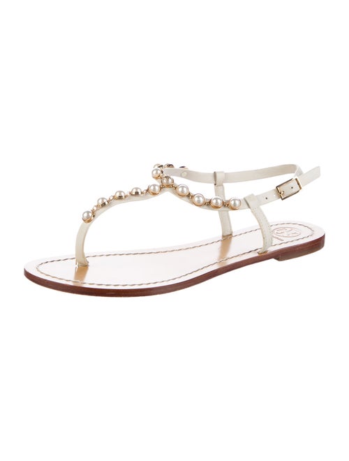Tory Burch Leather Studded Accents T-Strap Sandals