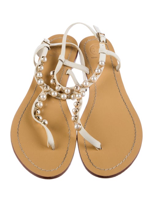 Tory Burch Leather Studded Accents T-Strap Sandals