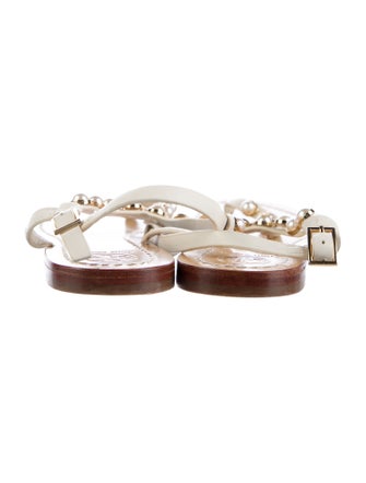 Tory Burch Leather Studded Accents T-Strap Sandals