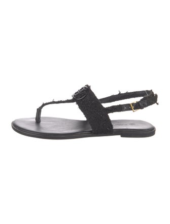 Tory Burch Tweed T-Strap Sandals