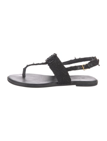 Tory Burch Sandals Tweed T-Strap US 8 |