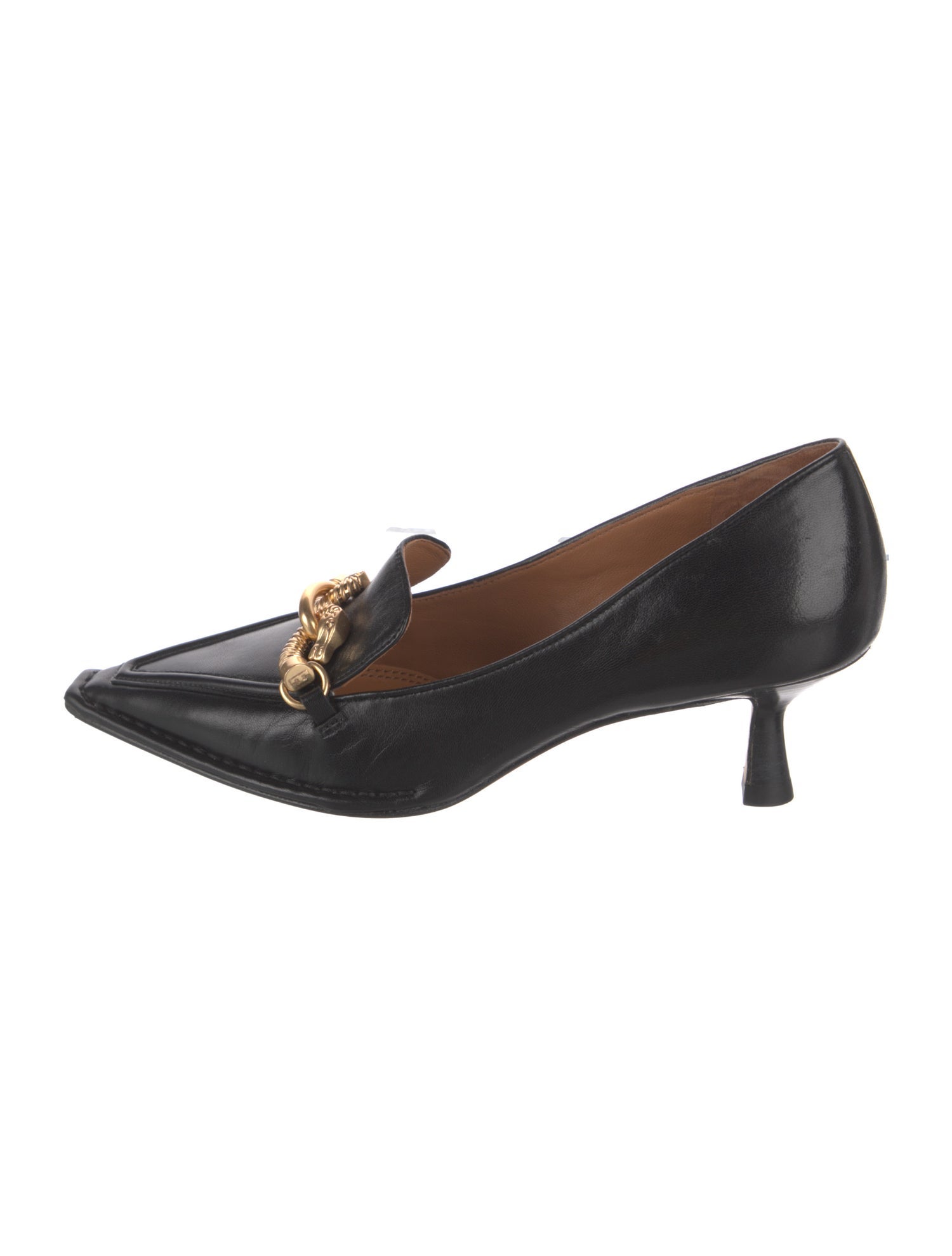 Tory Burch Leather Chain-Link Accents Pumps
