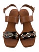 Tory Burch Leather Crystal Embellishments Slingback Sandals