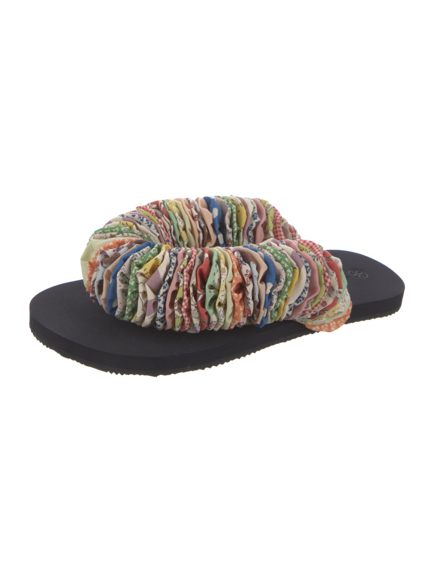 Tory Burch Printed Ruffle Embellishment Slides