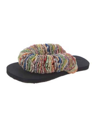 Tory Burch Printed Ruffle Embellishment Slides