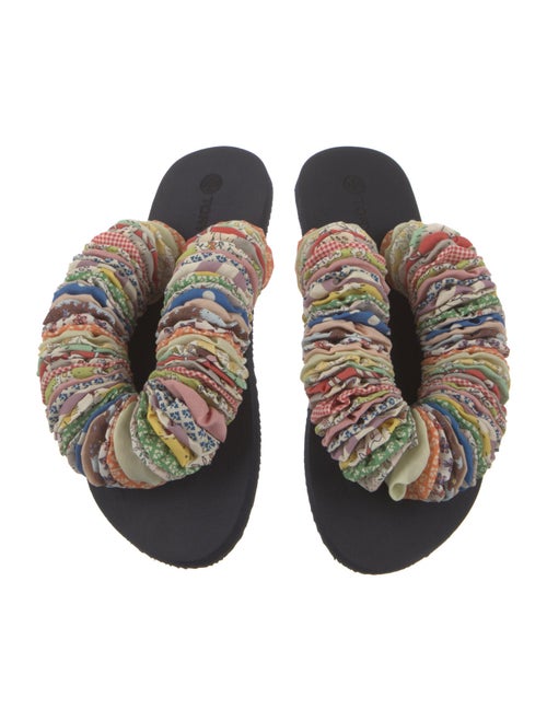 Tory Burch Printed Ruffle Embellishment Slides