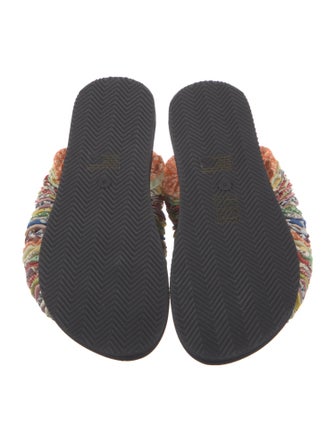 Tory Burch Printed Ruffle Embellishment Slides