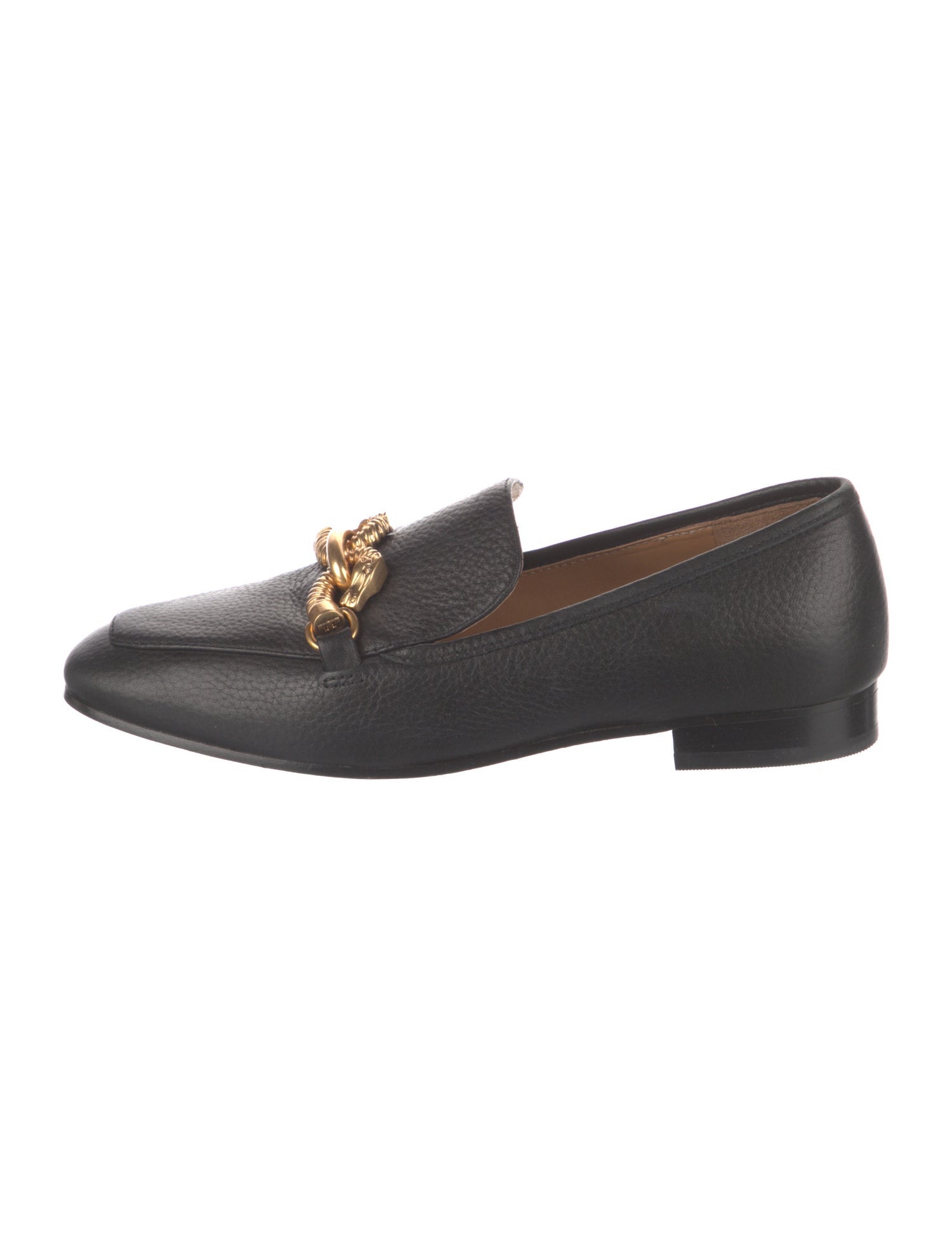 Tory Burch Leather Chain-Link Accents Loafers