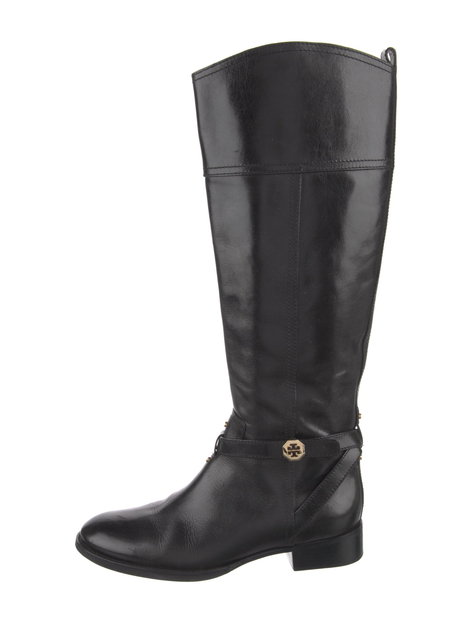 Tory Burch Leather Studded Accents Riding Boots