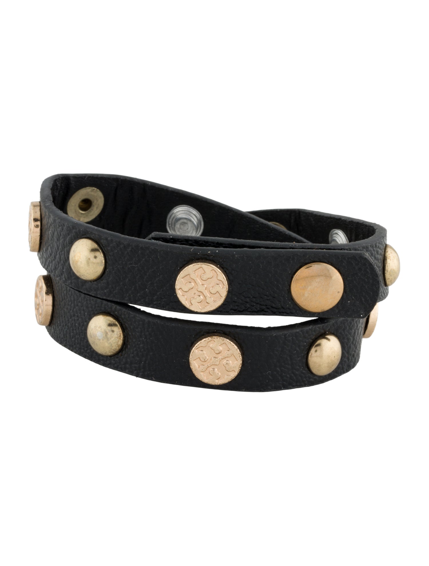 Tory Burch Leather Stud Double Wrap Bracelet